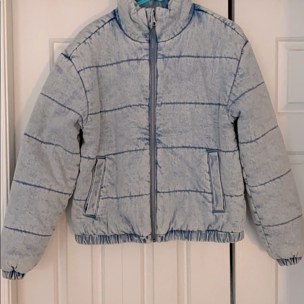 Popsugar Denim Puffer Bomber Jacket